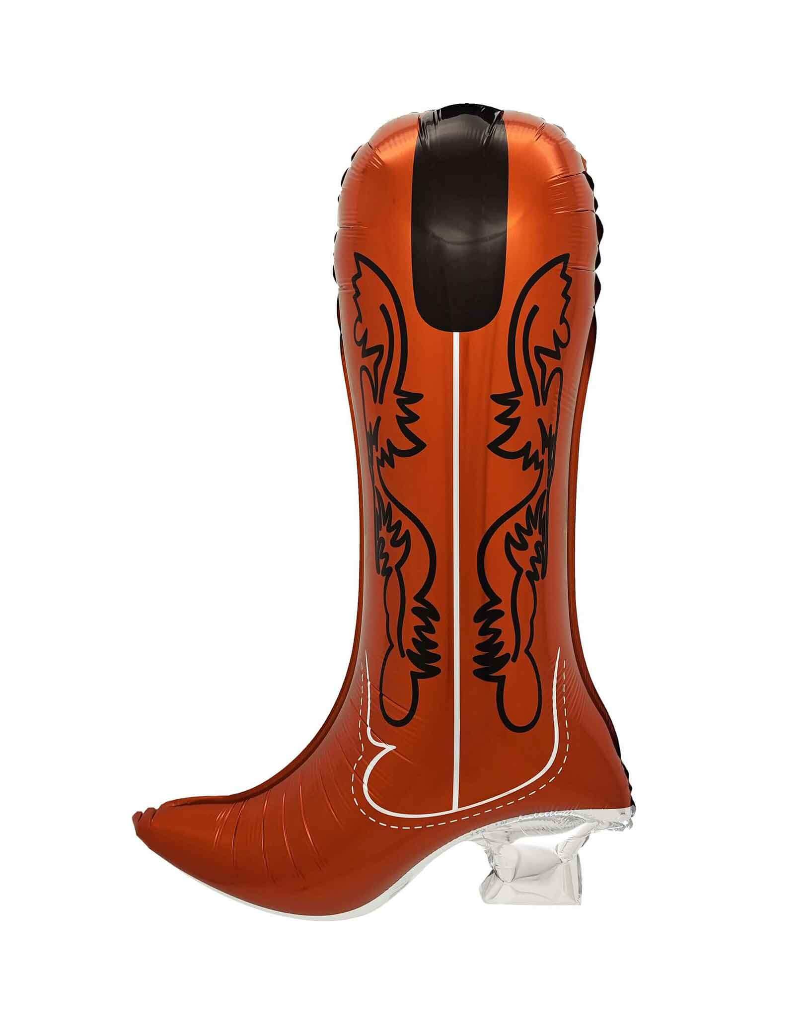 Momo Party's 31" Ruby Cowboy Boot Foil Balloon. Ideal for rodeo or wild west celebrations, it’s ready to add a splash of western charm. Featuring a self-sealing valve, it keeps the helium or air locked in for long-lasting fun. Grab yours and let the good times roll!