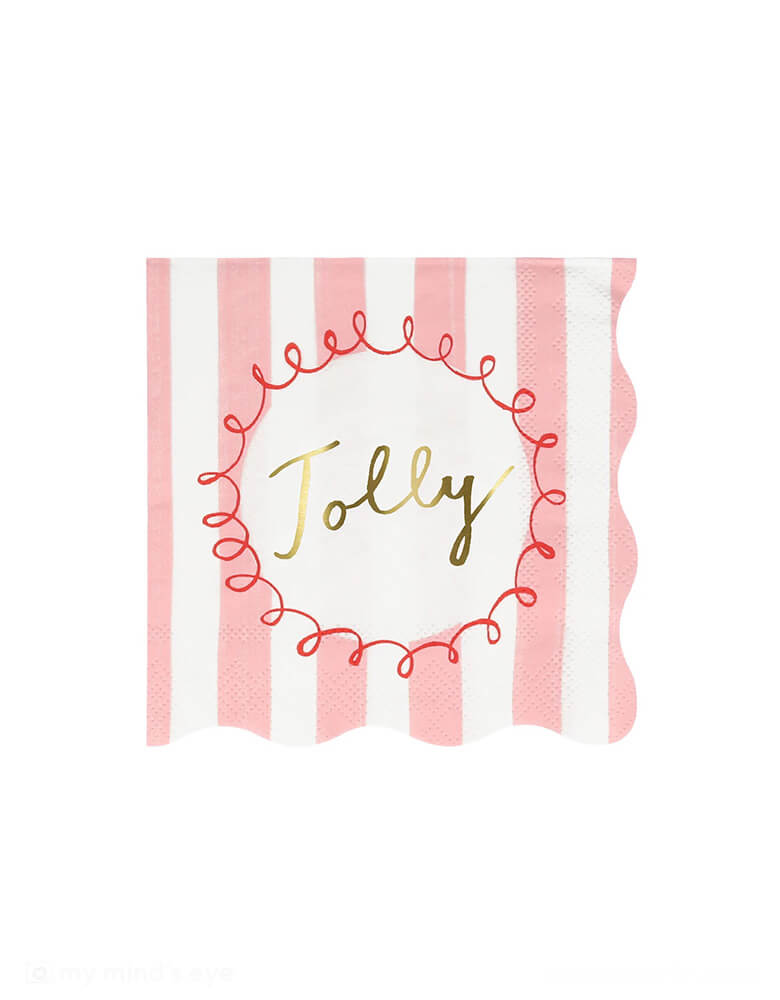 Momopartys 6.5 x 6.5 inches Christmas Striped Large Napkins by Meri Meri. Comes in a set of 16 napkins in 4 colors of red, pink, mint, and green, these vintage inspired designs, with fun messages, will instantly add style to your Christmas celebrations. They're perfect for Christmas dinner, or for any festive drinks or gathering.