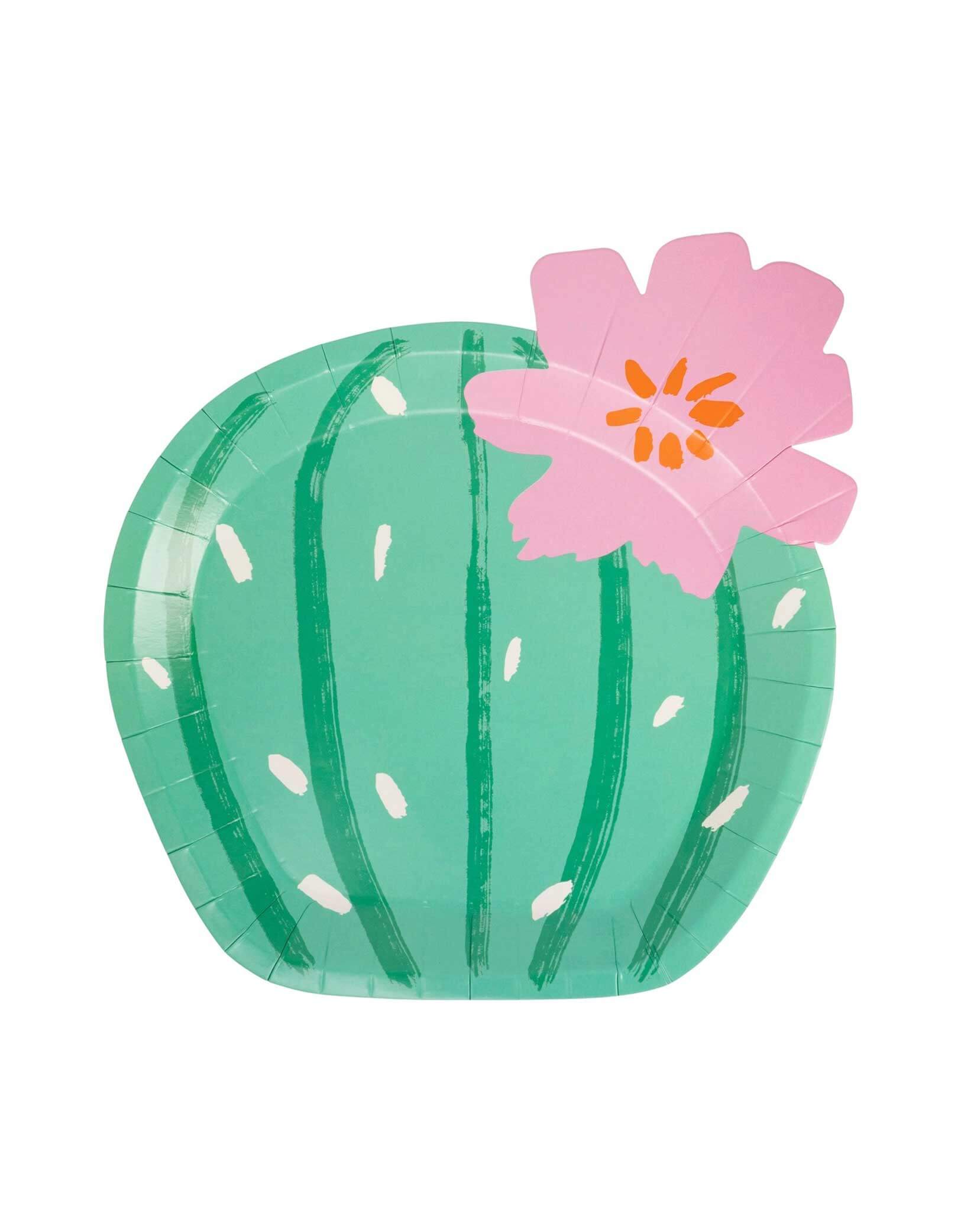 Momo Party's 8.5" x 9" cactus shaped plate by My Mind's Eye. This festive paper plate is shaped like a flowering cactus, adding a touch of playfulness to your party. Perfect for any fiesta or summer event, it will surely bring a smile to everyone's face! This adorable plate is also perfect for girl's "First Fiesta" first birthday party celebration.