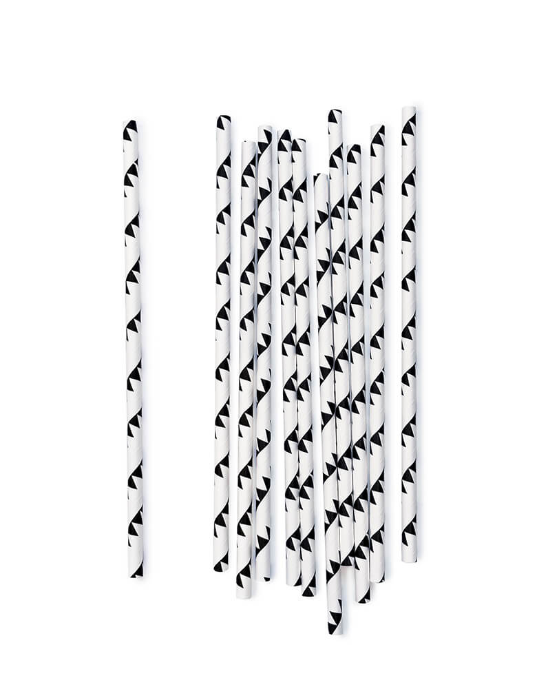 Momo Party's race car flag paper straws. Comes in a set of 25, these race car flag eco-friendly straws are made from paper. Perfect for kid's "Fast One" race car themed first birthday party or "Two Fast" race car themed second birthday party.