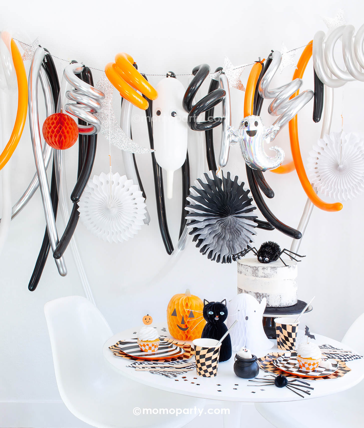 Halloween Party in a Box Kit - Spooky Fun Halloween Box by Momopartys. Make a freaky fun Halloween celebration with this eerie Halloween party box featuring retro inspired Halloween goods in the classic Halloween colors of orange and black