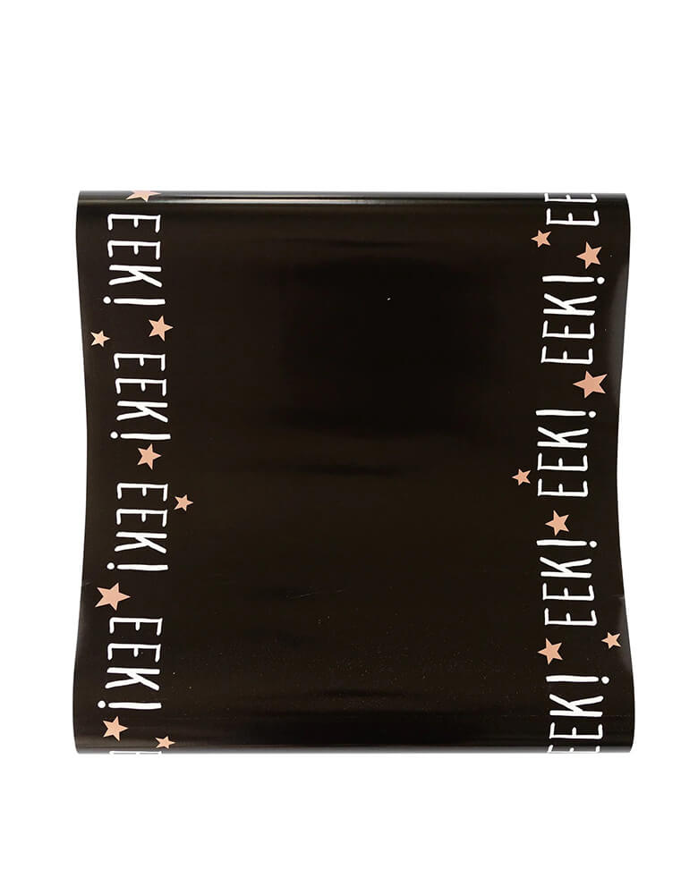 Momopartys's 16" x 10ft Frank & Mummy Eek! Table Runner by My Mind's Eye. Featuring the spooky phrase "Eek!' and copper foil stars this table runner is the perfect addition to the table at your Halloween gatherings.