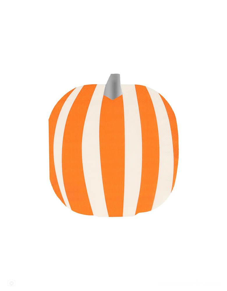 Momopartys 6" x 6.5" Mod Pattern Pumpkin Napkins by Meri-Meri. Comes in a set of 16 napkins in 4 different patterns including checkers and stripes, in Halloween colors of orange, black and white with striking retro designs for a statement look. These pumpkin napkins are guaranteed to make your party table look totally groovy!