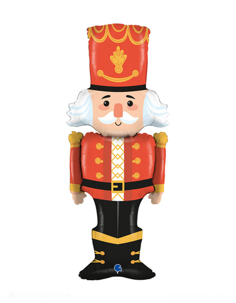 Momo Party's 50" nutcracker foil mylar balloon. This Nutcracker Foil Balloon will bring a festive flair to your holiday celebration! With classic Holiday colors plus an eye-catching nutcracker design, it's the perfect way to liven up your décor and get everyone into the holiday spirit! This balloon includes a self-sealing valve, preventing the gas from escaping after it's inflated.