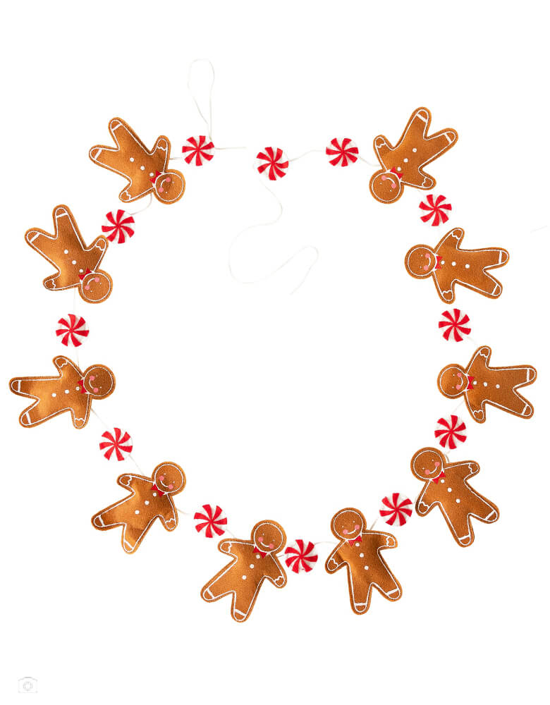 My mind's Eye's Puffy Felt Gingerbread and Candy Banner, Sold by momopartys.shop This adorable Puffy Felt Gingerbread & Candy Banner, with its whimsical gingerbread man and candy canes. this is a simple gingerbread house building or cookie decorating party!