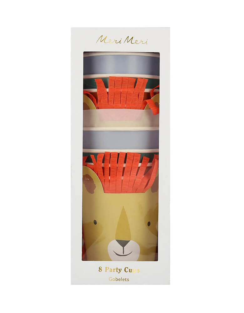Momopartys's 9oz animal parade party cups by Meri Meri, comes in a set of 8 party cups in 4 designs of 4 designs: monkey, elephant, crocodile and lion, these adorable party cups are 3D dimensional and are perfect for kid's zoo, safari, or jungle themed birthday party, or even baby's "Wild One" first birthday party or a "Two Wild" second birthday party!