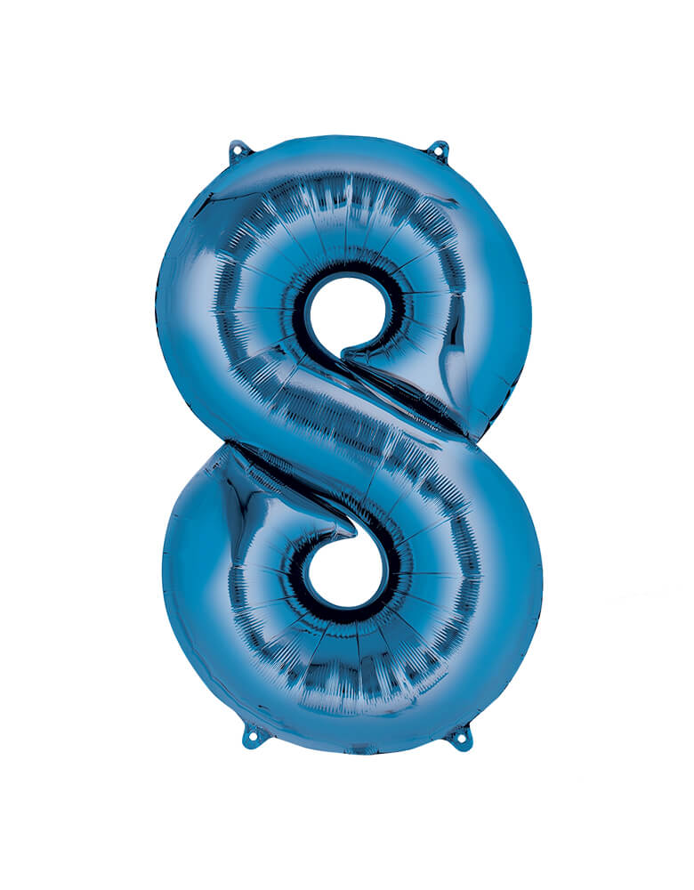 Momopartys Large Blue Number Eight Foil Mylar Balloon by Anagram Balloons. This 34 inches Foil Balloon in shape of number 8 is a perfect eye-catching addition to your party.