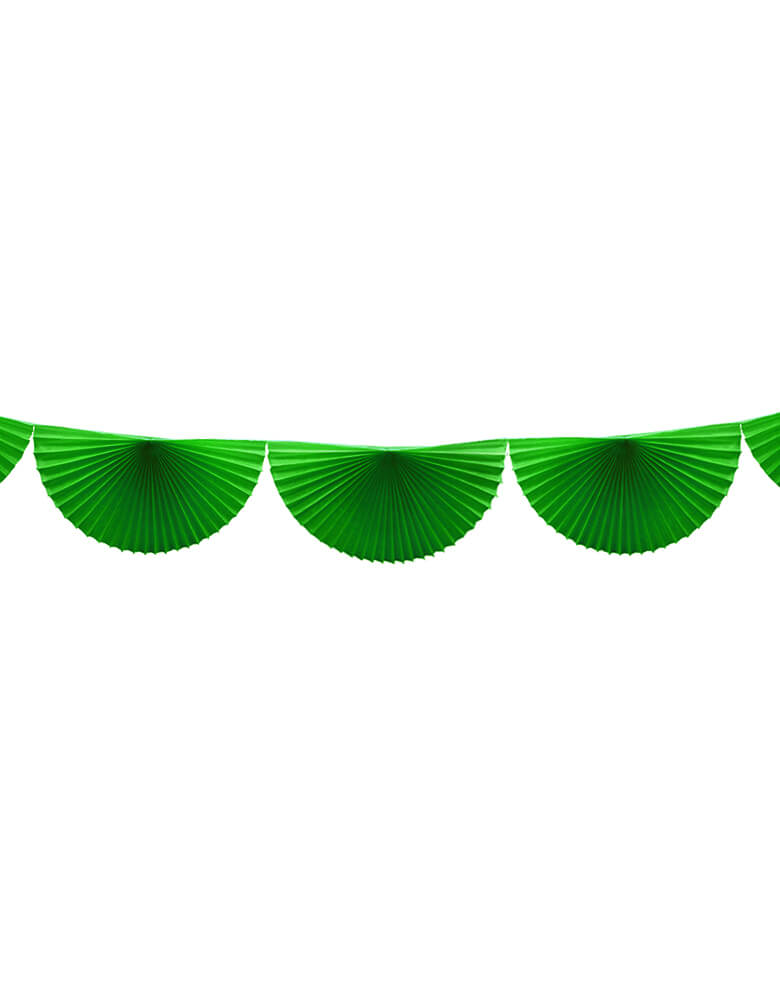Devra 7 Feet Green Color Bunting Paper Fan Garland, for Party Backdrops, Home Decoration