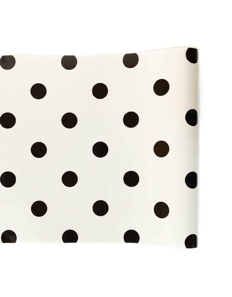 Momo Party's PGB816 - Cream with Black Dots Table Runner by My Mind's Eye. This 16 x 120 inch modern cream with black dots paper table runner makes a perfect table decoration. Great for any everyday celebrations!