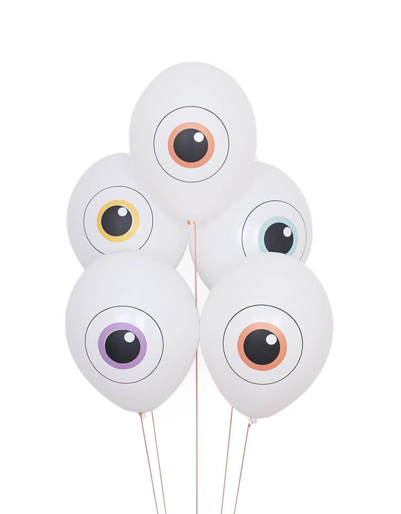5 Halloween eyes balloons by My little Day. These colorful Eyeball Printed Latex Balloon Mix are perfect for your Halloween celebration, little monster themed party, toy story, monster inc themed party