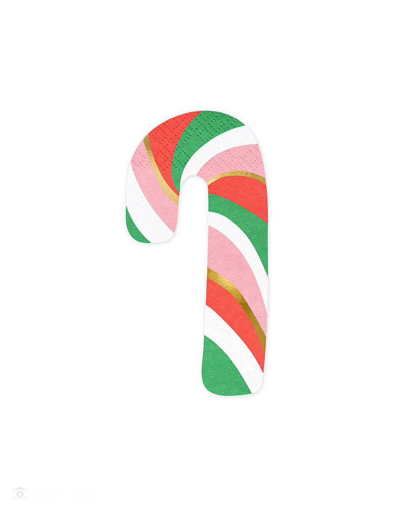 Party Deco - Festive Candy Cane Napkins. These stripy candy cane napkins, with festive colors of green, pink, red and gold will be prefect for your Holiday table.