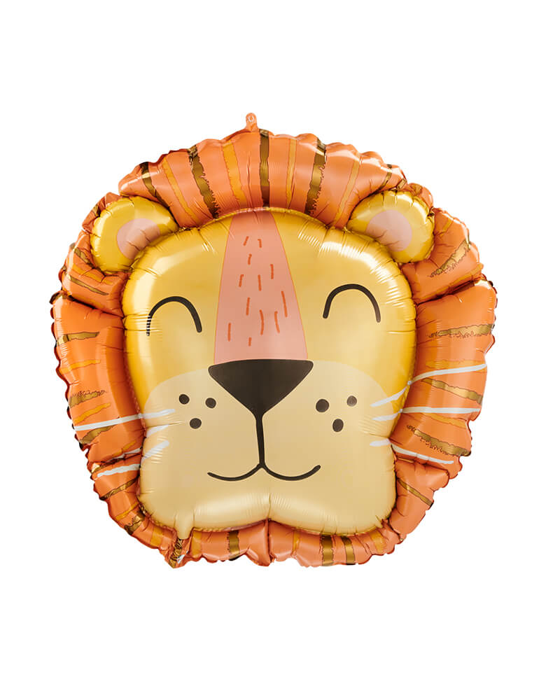 Anagram Balloons - 42879 Get Wild Lion Head SuperShape™ P35. this 28 inches friendly lion head shaped foil balloon featuring a friendly smile and a striped mane, this illustrated style is great for kids, use it for safari, jungle-themed birthdays, and baby showers.