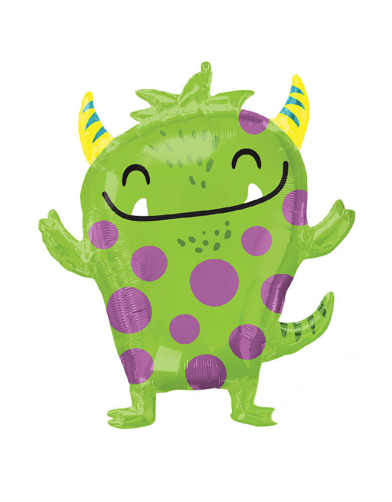 Anagram Balloons - Green Happy Monster Foil Balloon. 41572 Happy Monster SuperShape™ XL® P35. Invite this cheerful happy monster to your little one's celebration, halloween party