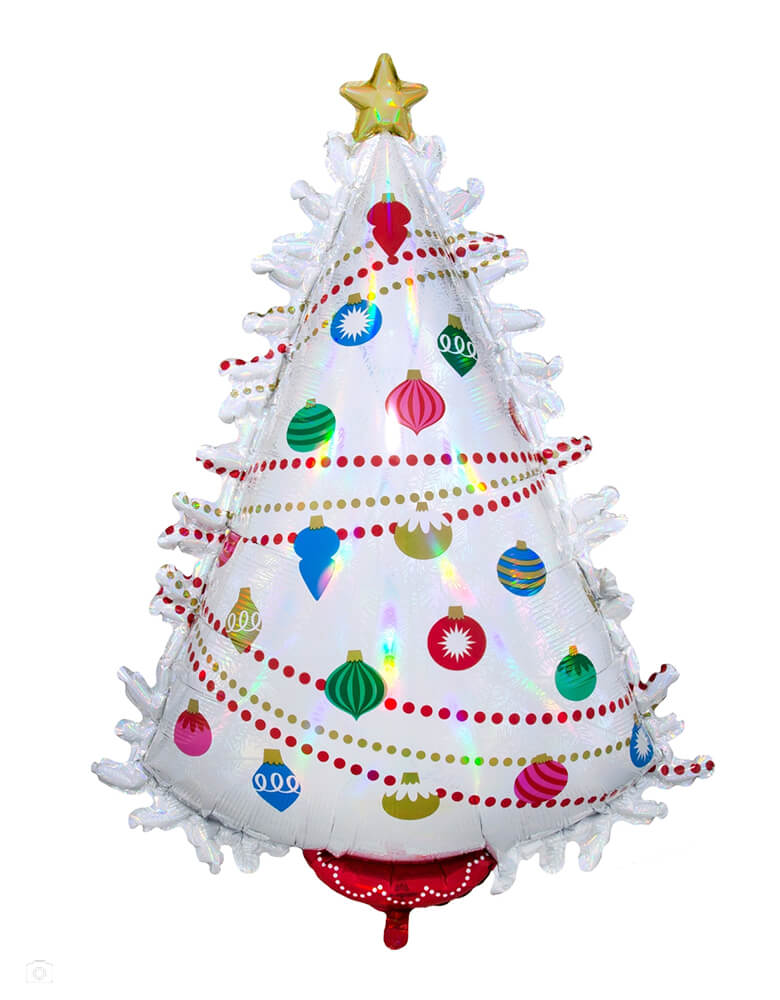 Anagram Balloons - Iridescent Christmas Tree Foil Balloon. This 36 inches gorgeous holographic iridescent Christmas tree is perfect for your holiday decoration and Holiday celebration,