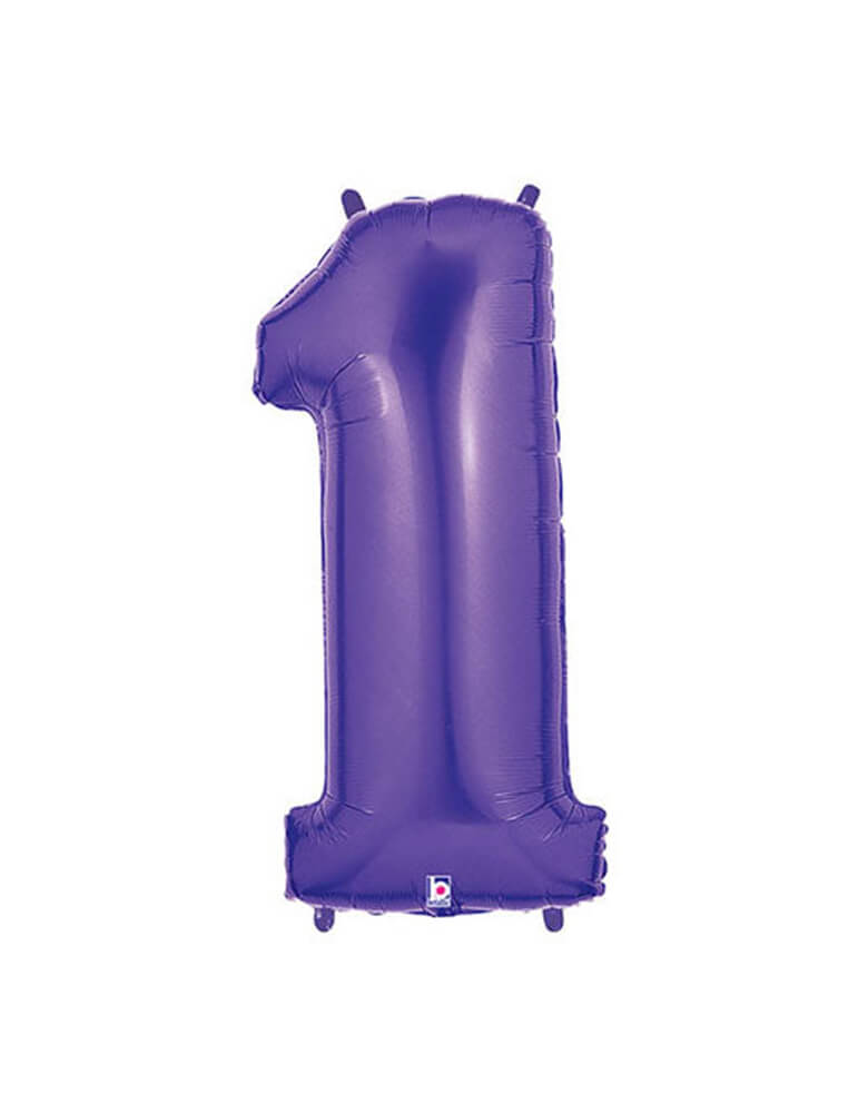 Betallic Balloon - 40 inches Purple Megaloon foil mylar number balloons - Number 1. This Giant Balloon is the ultimate way to celebrate someone's birthday, milestone event, a couple's anniversary, the anniversary of a business and for marketing a special priced product at a business! Also Perfect for Encanto Party, Butterfly Party, unicorn party or any birthday party for girls. These huge balloons are great for bouquets, photo backdrops, on the top of balloon columns and more.