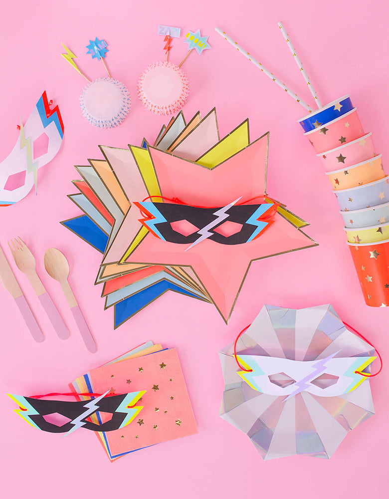 Girl Power Superhero themed Birthday Party supplies