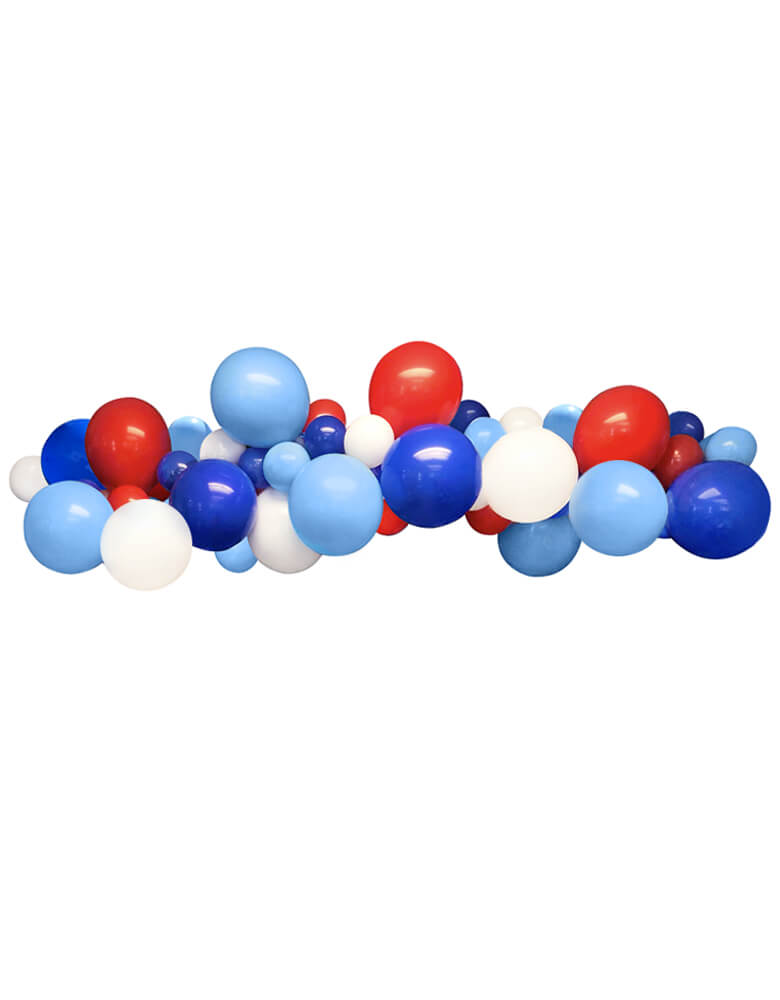 Blue Red White Latex Balloon Garland Assorted 11” (large) & 5” (small) nautical-themed latex balloons, made in USA. Balloon Garland, Backdrop, wall Decorations for Nautical Party and 4th of July Celebration, Nutical birthday party, 1st boy birthday party