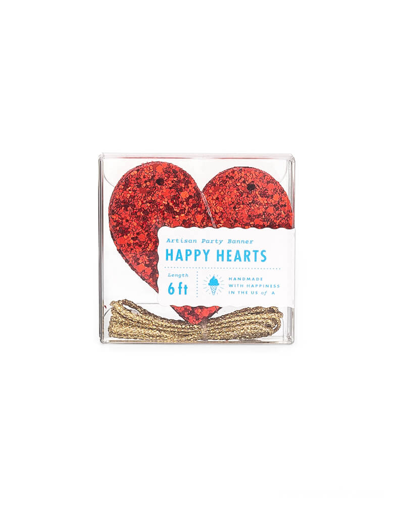 Studio-Pep Happy Hearts Banner in Red Glitter. This glittered heart shaped banner in bright red color is simply gorgeous! It's 6ft long, hand-pressed and is cut from high quality, neon-edge vinyl. It's perfect for decorating your mantle or the little one's shelves in the playroom!