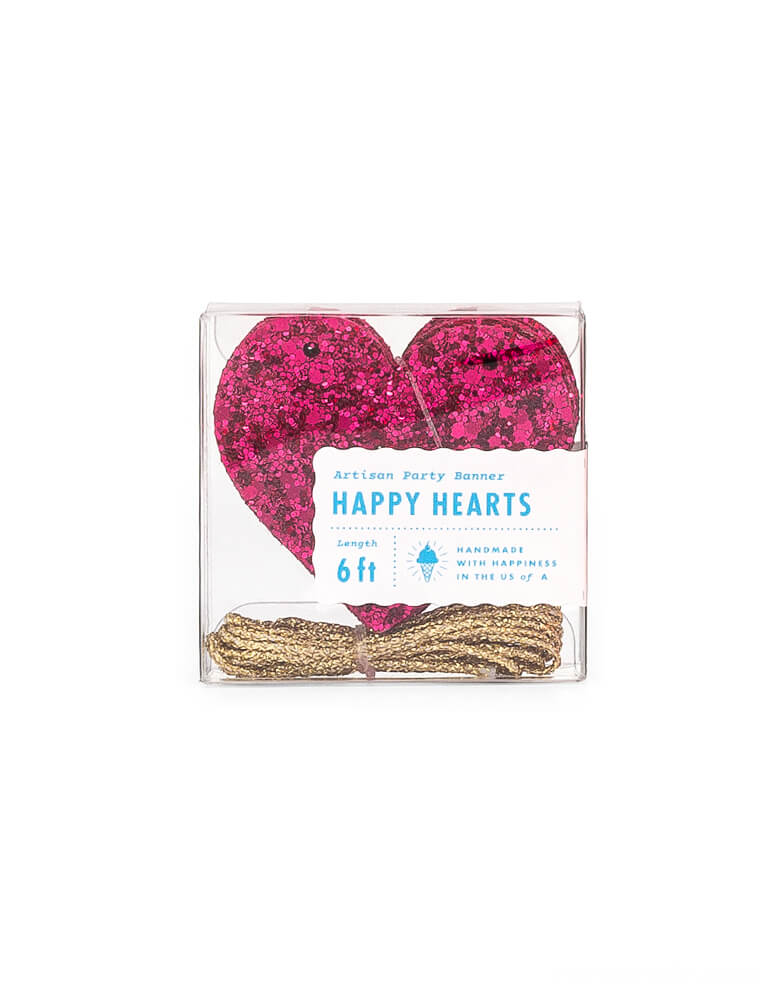 Studio-Pep Happy Hearts Banner in Wildberry Glitter. This glittered heart sharped banner in adorable wildberry color is simply gorgeous! It's hand-pressed and is cut from high quality, neon-edge vinyl. It's perfect for decorating your mantle or the little one's shelves in the playroom!