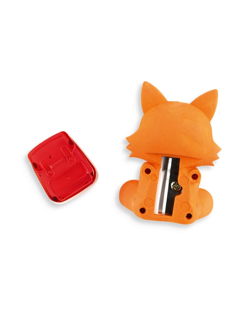 ooly Woodlands Writing Pals Eraser and Sharpener - Orange Fox with Backpack