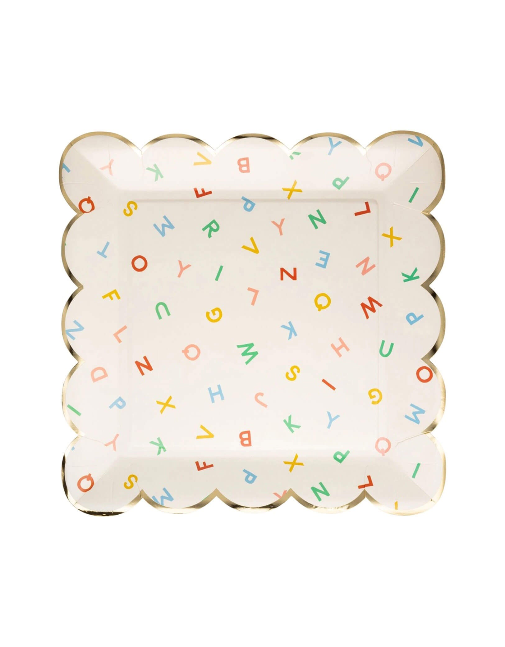 Momopartys 10" Scattered Alphabet Paper Plates by My Mind's Eye. Comes in a set of 8 paper plates, these playful plates feature a scattered alphabet design in pastel colors, making it perfect for a school themed, a first day of school celebration or everyday use!