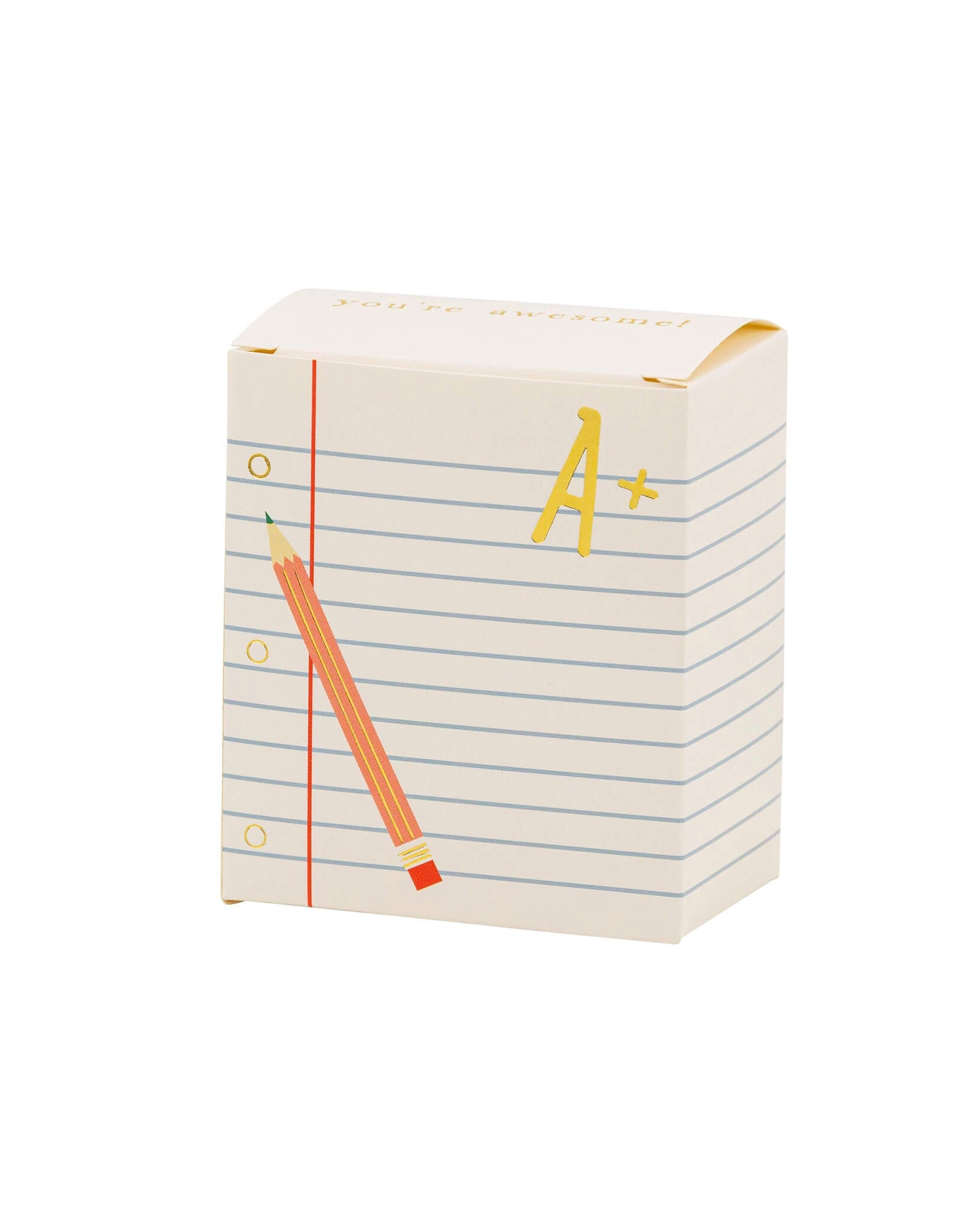 Momo Party's 3" x 2" x 5.5" Ruled Paper Treat Box by My Mind's Eye. Comes in a set of 8 treat boxes, these A+ Ruled Paper Treat Boxes are cleverly disguised as notebooks. They make fun containers and add a scholarly twist to your back-to-school festivities. Perfect for surprising students with sweet goodies while keeping the academic theme alive!