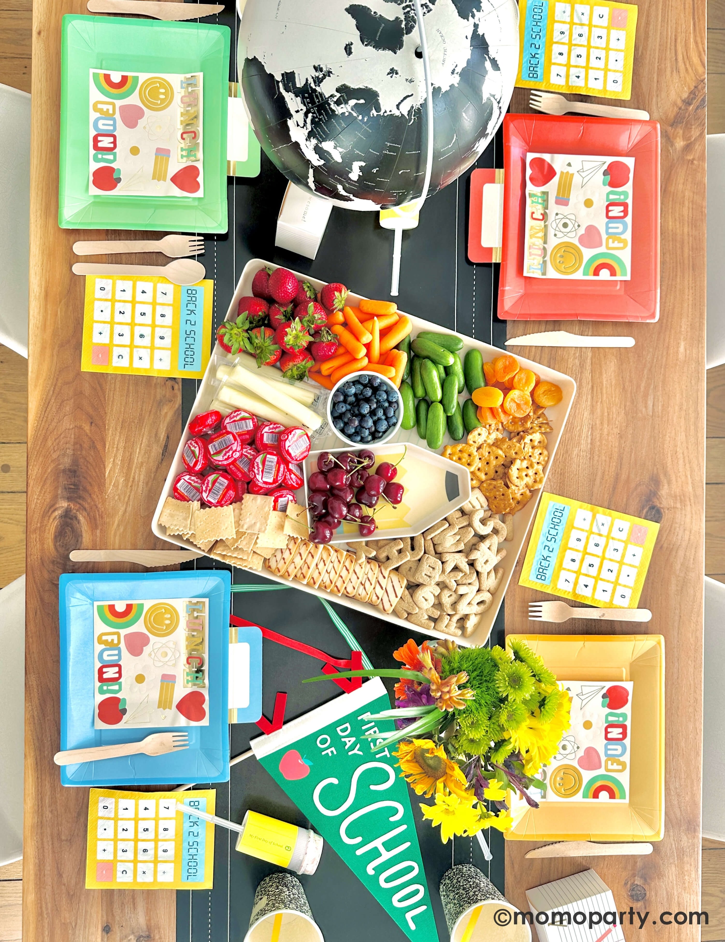 A kid's back to school party table setup