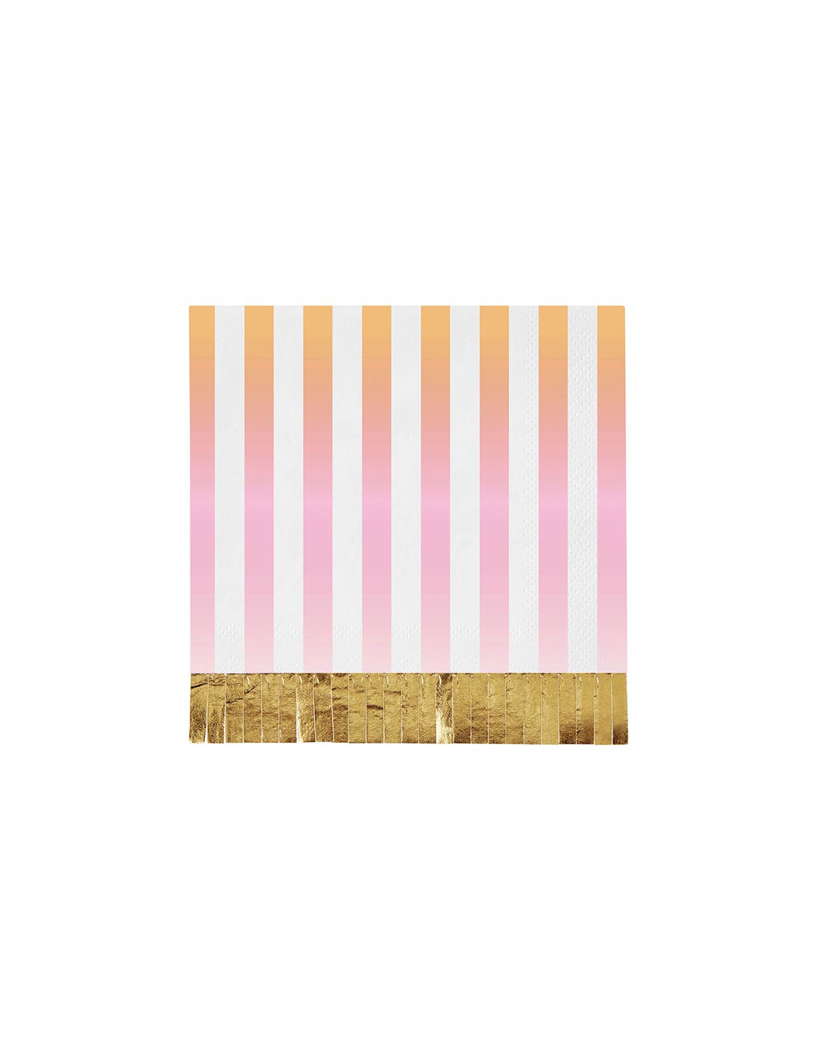 Momo Party's 5" Cabana Ombre Stripe Small Napkins by Slant. Comes in a set of 20 napkins, add a colorful touch to your next gathering with these foil fringe paper cocktail napkins. They're perfect for a summer celebration, be it a pool party, a fun backyard picnic or a girly get-together.