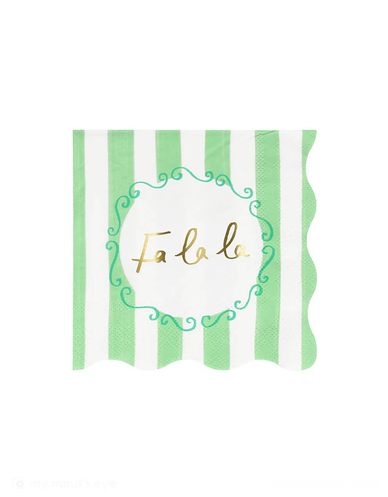 Momopartys 6.5 x 6.5 inches Christmas Striped Large Napkins by Meri Meri. Comes in a set of 16 napkins in 4 colors of red, pink, mint, and green, these vintage inspired designs, with fun messages, will instantly add style to your Christmas celebrations. They're perfect for Christmas dinner, or for any festive drinks or gathering.