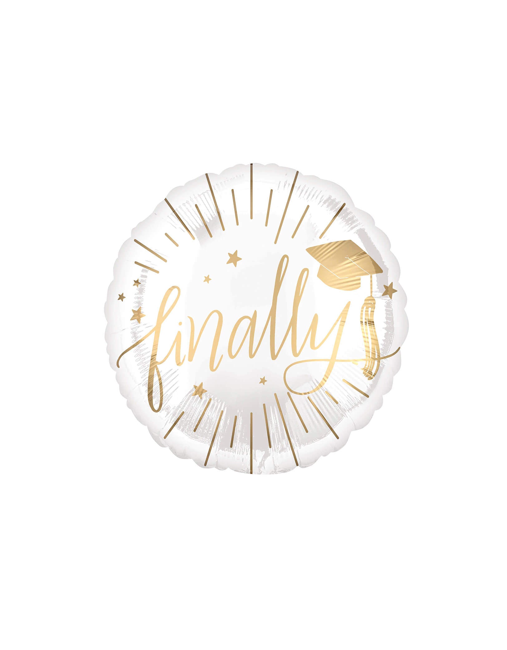 Momo Party's 17" Junior Finally Graduation Foil Mylar Balloon by Anagram Balloons. Add this elegant junior foil balloon to your graduation party! This balloon includes a self-sealing valve, preventing the gas from escaping after it's inflated. The balloon can be inflated with helium to float or with a balloon air inflator.&nbsp;
