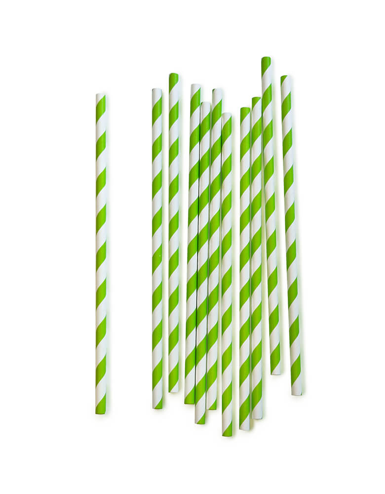Momo Party's green striped paper straws. Comes in a set of 25, these green striped eco friendly disposable straws are made from paper. Mix and match with another pattern to create your own look. Shop more party supplies at momopartys.shop