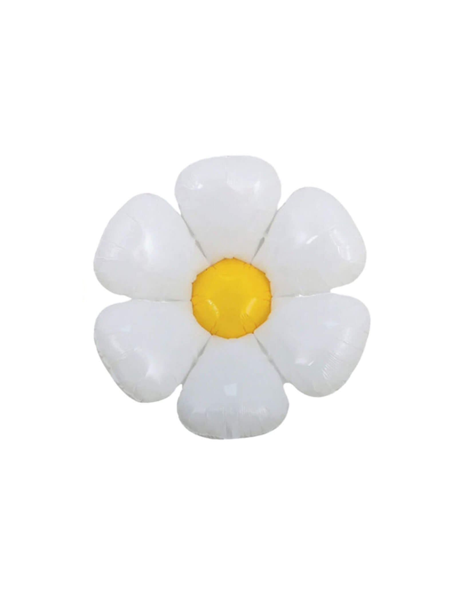 Momo Party's 16" Junior White Daisy Flower Balloons by DecoChamp. Comes in a set of 4 16" balloons, this daisy balloon set is perfect for a spring, Easter, or a tea party celebration.  