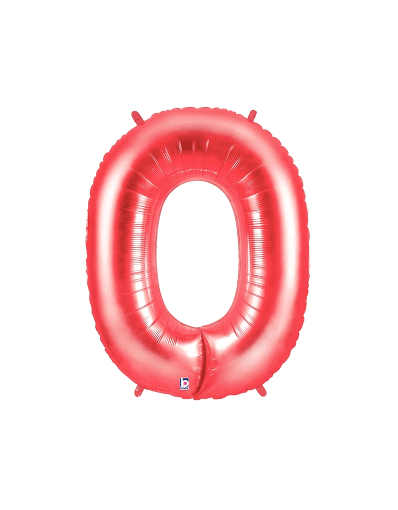 Large 40 inch Number 0 balloon in Red color. This betalic Red foil mylar number balloon sold by Momopartys. These huge balloons are great for bouquets, photo backdrops, on the top of balloon columns, incorporated into a balloon arches and more.