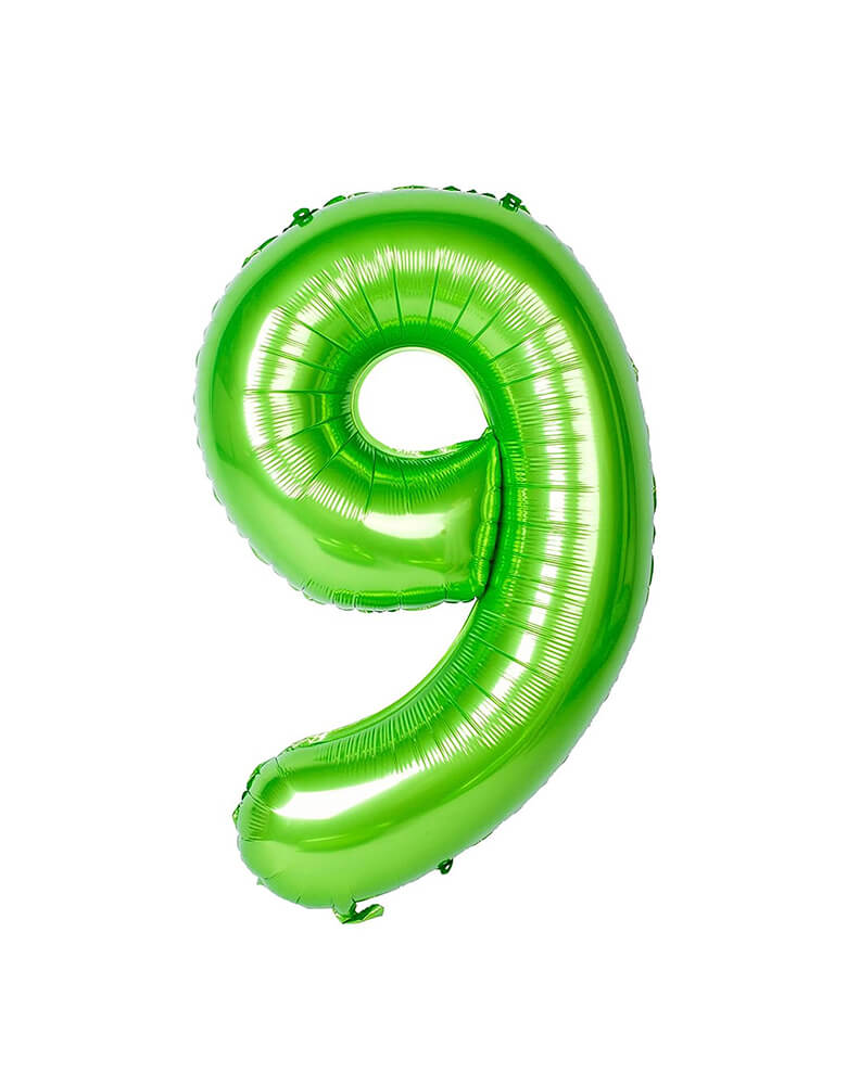 38 inches Large Number Green Foil Mylar Balloon in Number 9 by Momopartys 