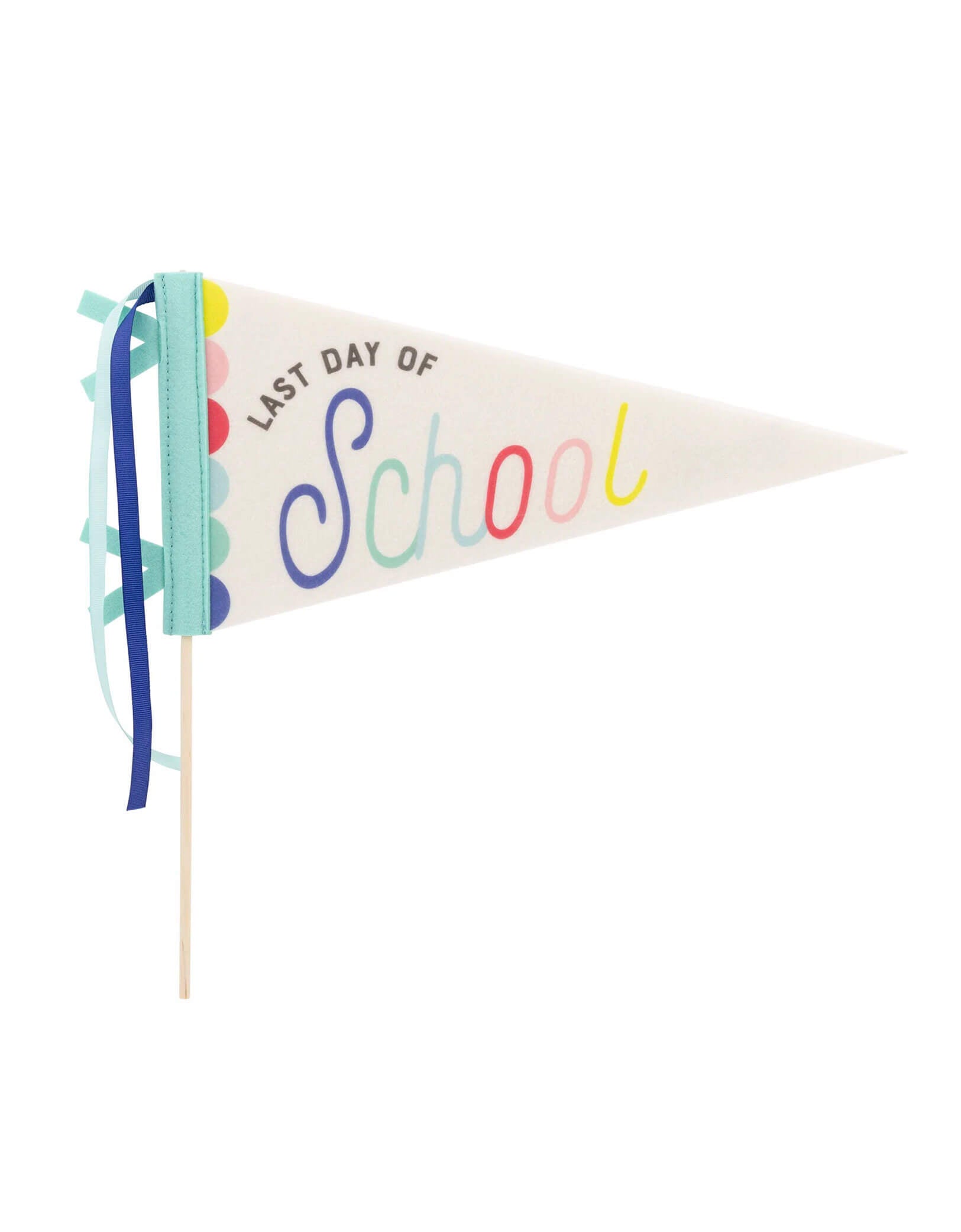 Momo Party's 14" First Day of School/Last Day of School Pennant Banner Set by My Mind's Eye. This playful set features pennants for the first and last day of school, adding a unique touch to your classroom or home decor. Get ready to celebrate and capture those special moments with these festive and fun banners.