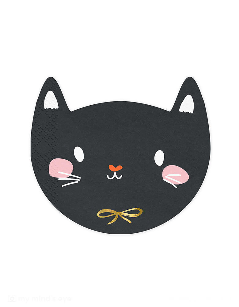 Momopartys  5.9" x 5.1" black cat shaped napkins by Party Deco. These spook-tacularly cute napkins will make your guests purr with delight—guaranteed to bewitch your drinks and bites with some feline flair.