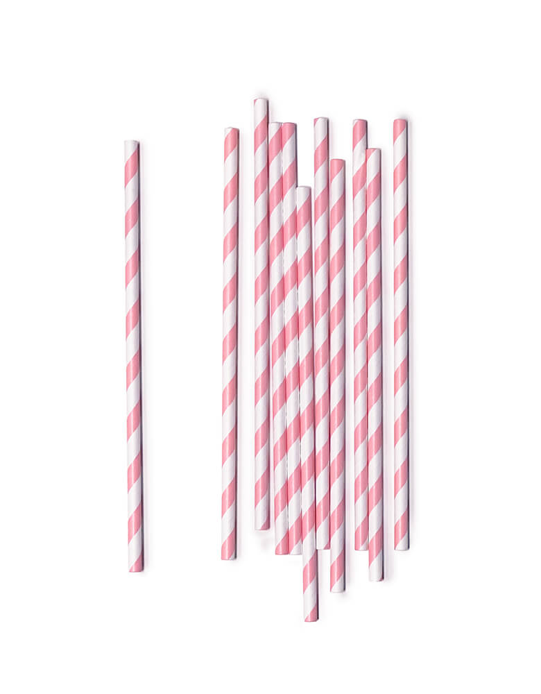 Momo Party's Pink striped paper straws. Comes in a set of 25, these Pink striped eco friendly disposable straws are made from paper. Mix and match with another pattern to create your own look. Shop more party supplies at momopartys.shop