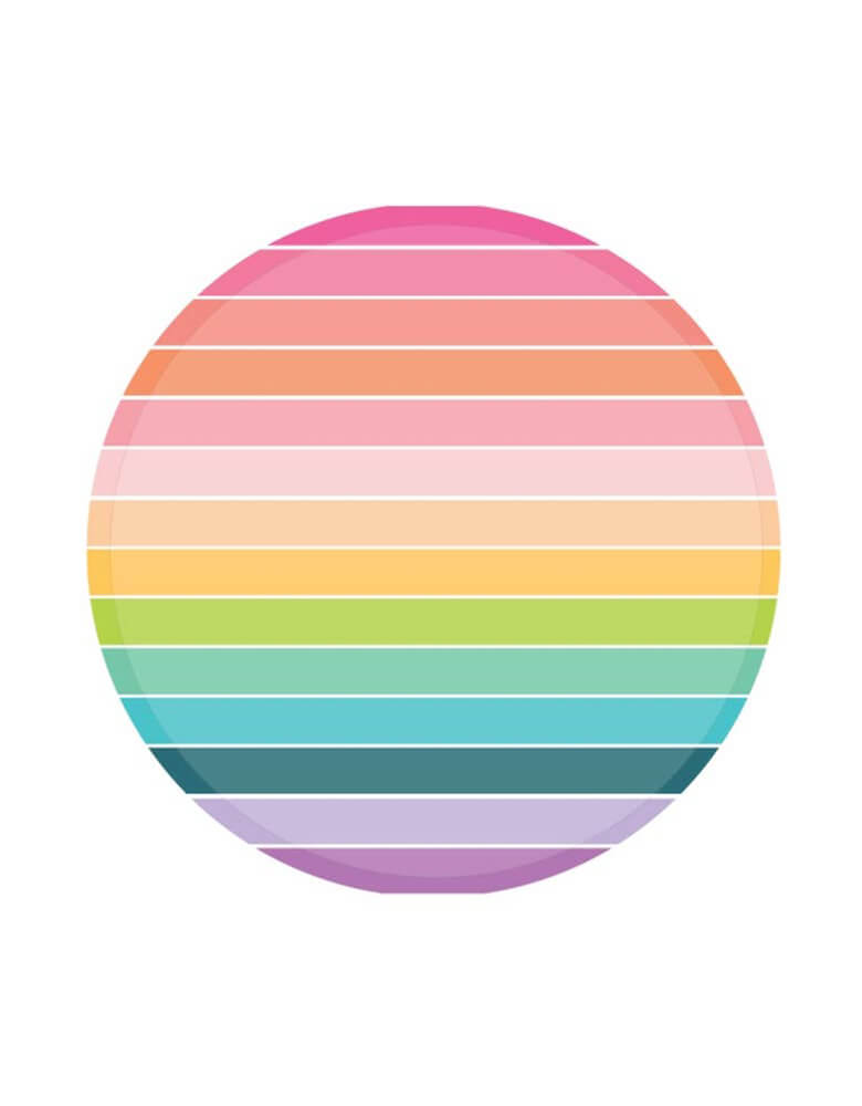 Rainbow Stripe Paper Plates by Kailo Chic. Set of 8 Add some rainbow to your next celebration with these colorful Rainbow Stripe Paper Plates with a modern slim edge. Morden and high quality party supplies, party online store, party boutique online store, party supplies at momopartys.shop