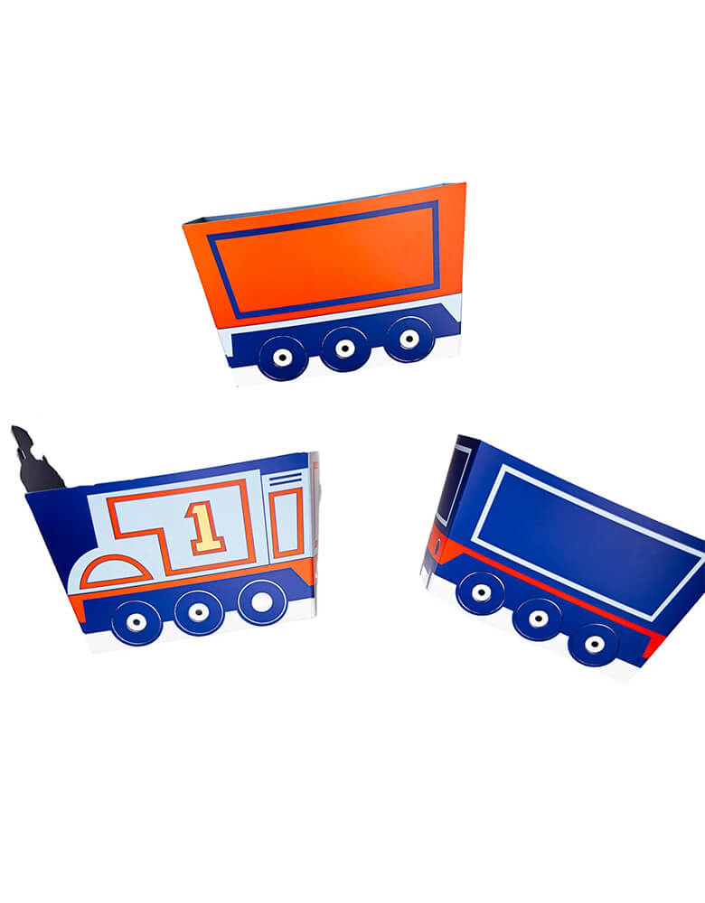 Momo Party's Thomas & Friends™ Centerpiece by Bonjour Fete. Bring a sprinkle of wonder to your kiddo's birthdayday bash table with this fabulous Thomas &amp; Friends™ train centerpiece. Load them up with your tiny engineer's favorite goodies and nibbles and show 'em off on the table for a whimsical party!