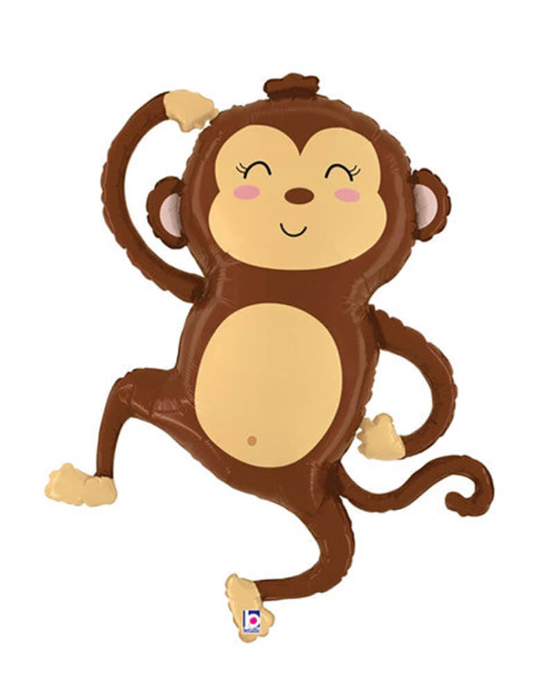 Betallic Balloons_Jungle Monkey Foil Mylar Balloon. Accent your safari themed party with this 41" large monkey foil mylar balloon. It's perfect for your tropical or jungle party! 