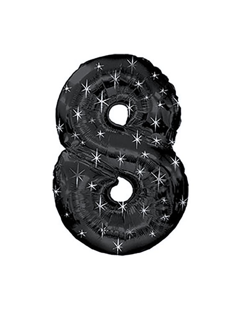 38" Black Sparkle Eight Jumbo Number Balloon #8 