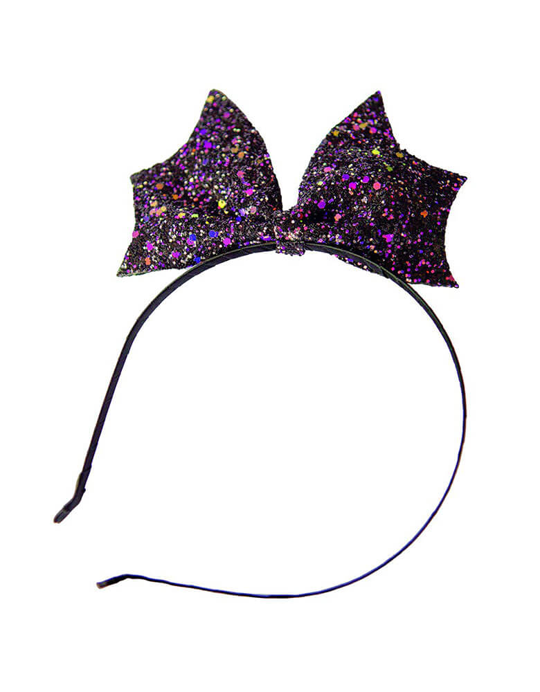 Great Pretenders  - Bat Bow Headband. This sparkly bat bow headband in purple color will add an extra Halloween flair to any outfit! Beautiful and affordable Accessory for girl, Accessory for kid sold by party boutique online store momopartys.shop