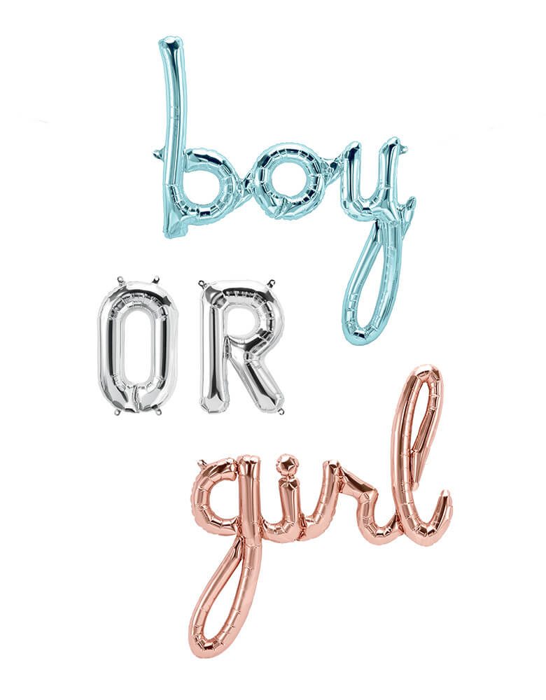 Gender Reveal Party Boy-OR-Girl-Letter-Foil-Balloon-Set by Momopartys