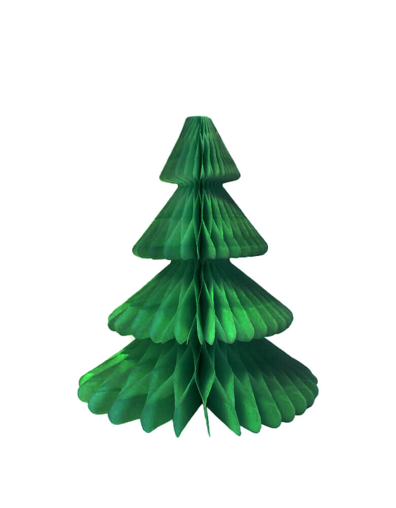 Devra Party Honeycomb Paper Christmas Tree decoration in Dark green color, 12 inch, Made in the USA with high quality tissue paper. This tissue paper tree will look so adorable for either your Holiday decoration at home or your Christmas event, use it as room decor, table centerpiece, or put them on top of the mantel. Delight your cozy pastel holiday with modern unique designed paper tree. Sold by Momopartys store provided modern party supplies, boutique party supplies, chic holiday party supplies