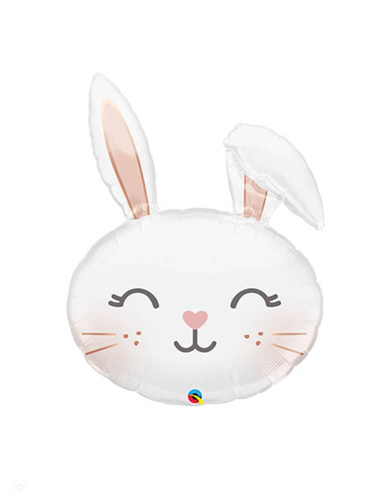 Momopartys 37" floppy eared bunny head foil balloon by Qualatex Balloons, great for a kid's friendly Easter celebration.