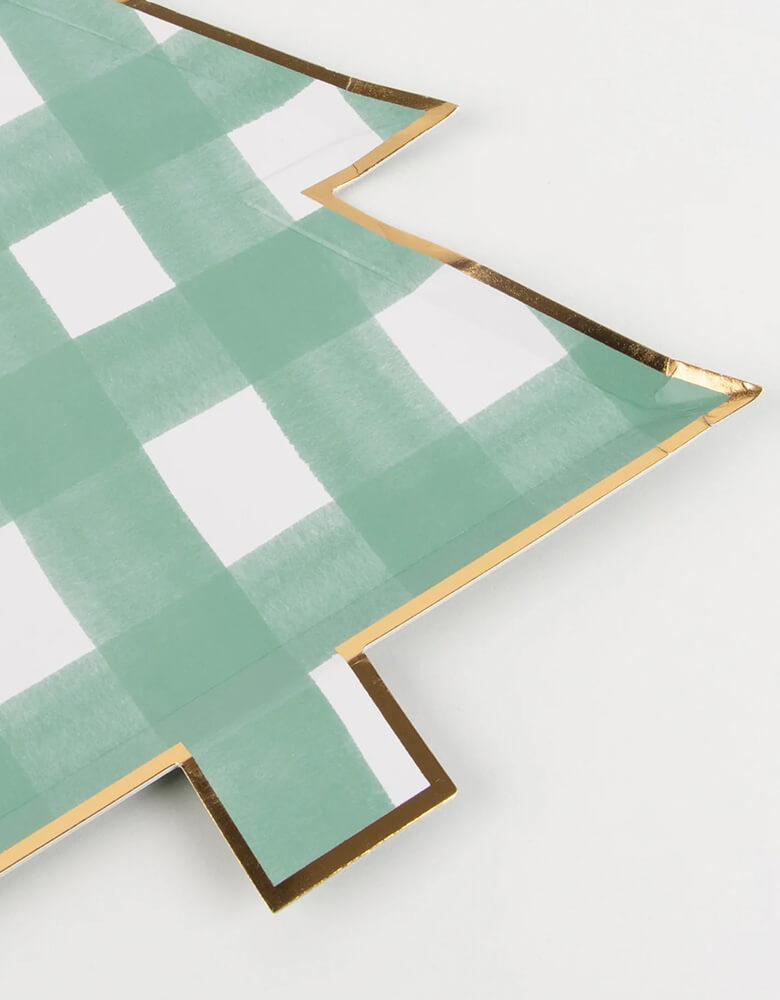 Green Gingham Tree Large Plates (Set of 8)