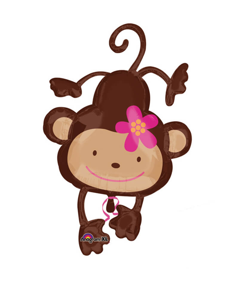 Anagram Balloons - Bring this giant 40 inches adorable monkey balloon to your little one's jungle or animal themed celebration! 