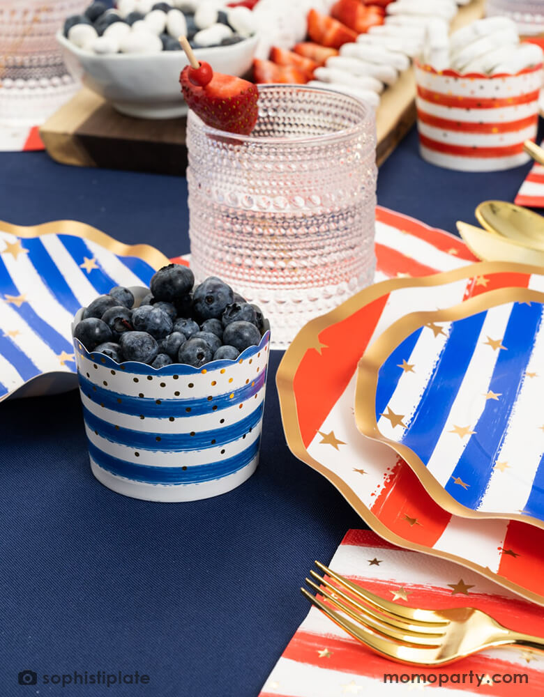 Wavy Patriotic Confetti Appetizer/Dessert Bowls (Set of 8)