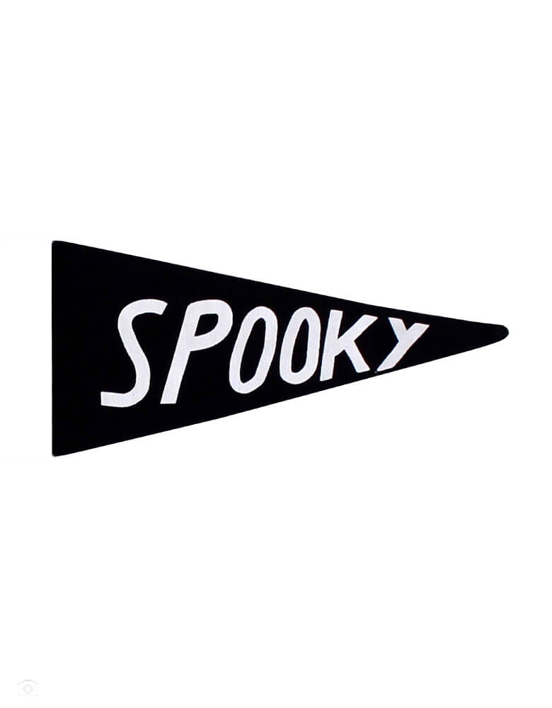 Spooky Canvas Pennant by Imani Collective. size 5 x 10 inches. This modern canvas pennant was sewn and screen printed by hand on natural canvas by local artisans in Kenya. It's a perfect halloween decoration for your entrance hall or your little one's playroom! Sold by Momopartys store provided modern party supplies, boutique party supplies, chic holiday party supplies and high end party supplies