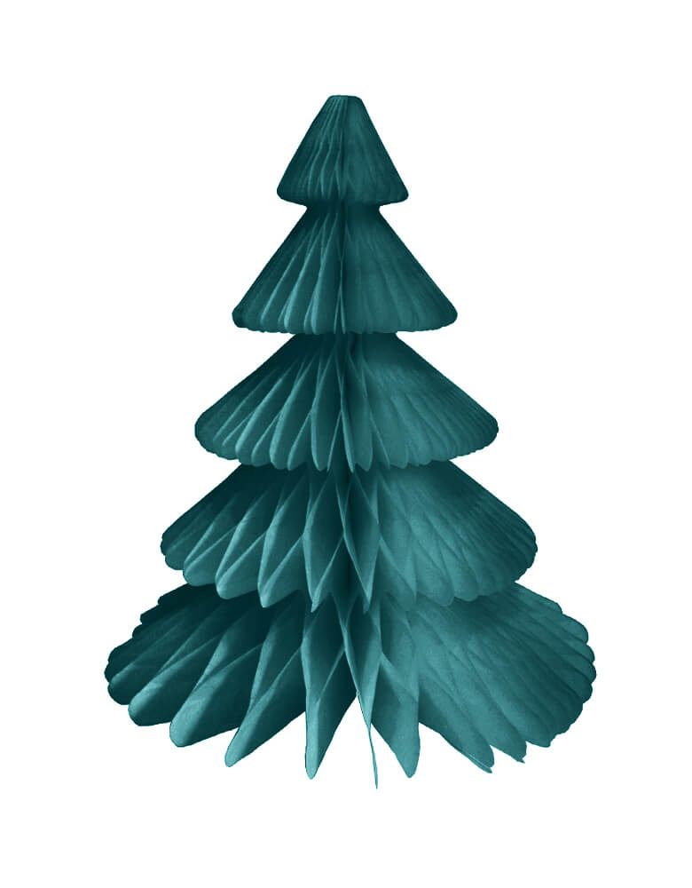 Devra Party Honeycomb Paper Christmas Tree decoration in Teal color, 17 inch, Made in the USA with high quality tissue paper. This tissue paper tree will look so adorable for either your Holiday decoration at home or your Christmas event, use it as room decor, table centerpiece, or put them on top of the mantel. Delight your cozy pastel holiday with modern unique designed paper tree. Sold by Momopartys store provided modern party supplies, boutique party supplies, chic holiday party supplies